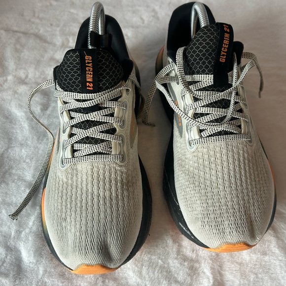 Brooks Glycerin 21 Men orange white cushion supportive running shoe sz 9.5 - Picture 7 of 11